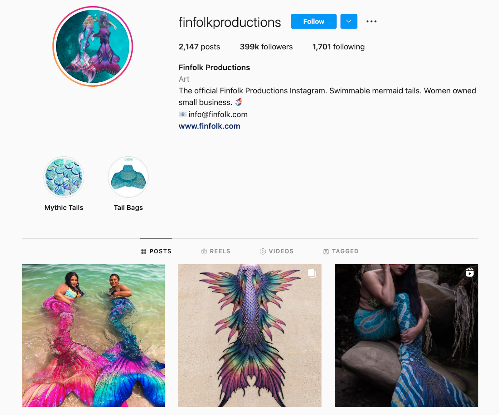 Meilleures marques sur Instagram : Finfolk Productions