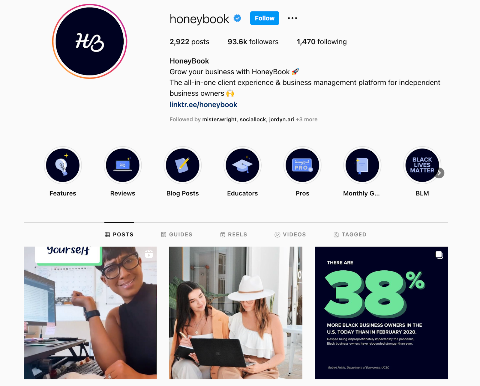 Meilleures marques sur Instagram : HoneyBook