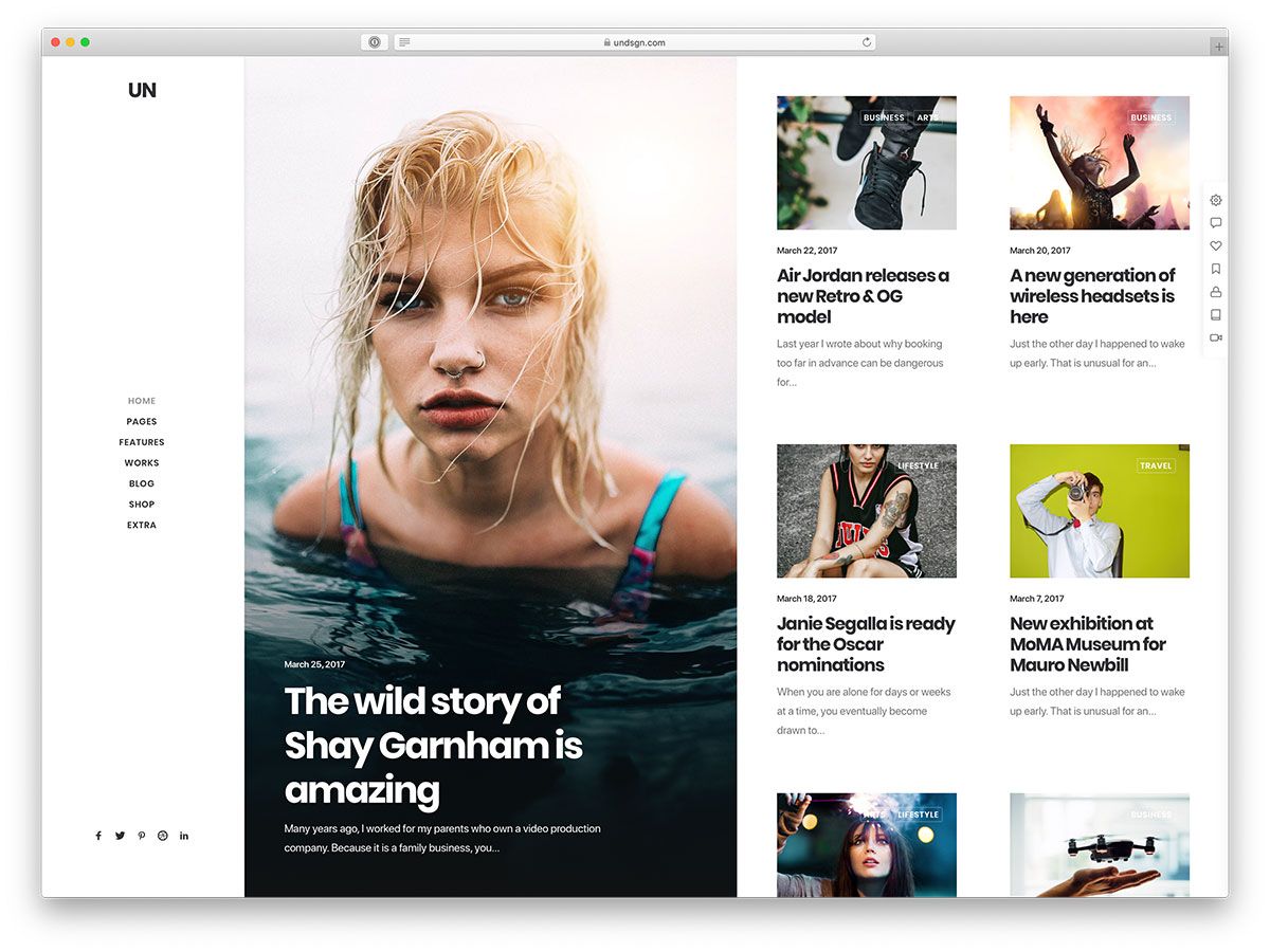 موضوع المدونة والمجلة WordPress