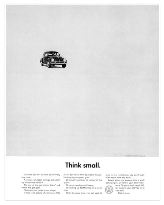 Campanhas publicitárias memoráveis: Volkswagen Think Small