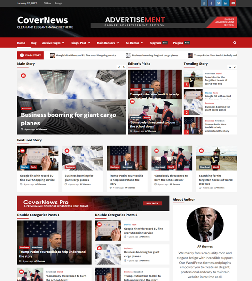 CoverNewsGoogleAdSenseのための最高の無料のWordPressテーマ
