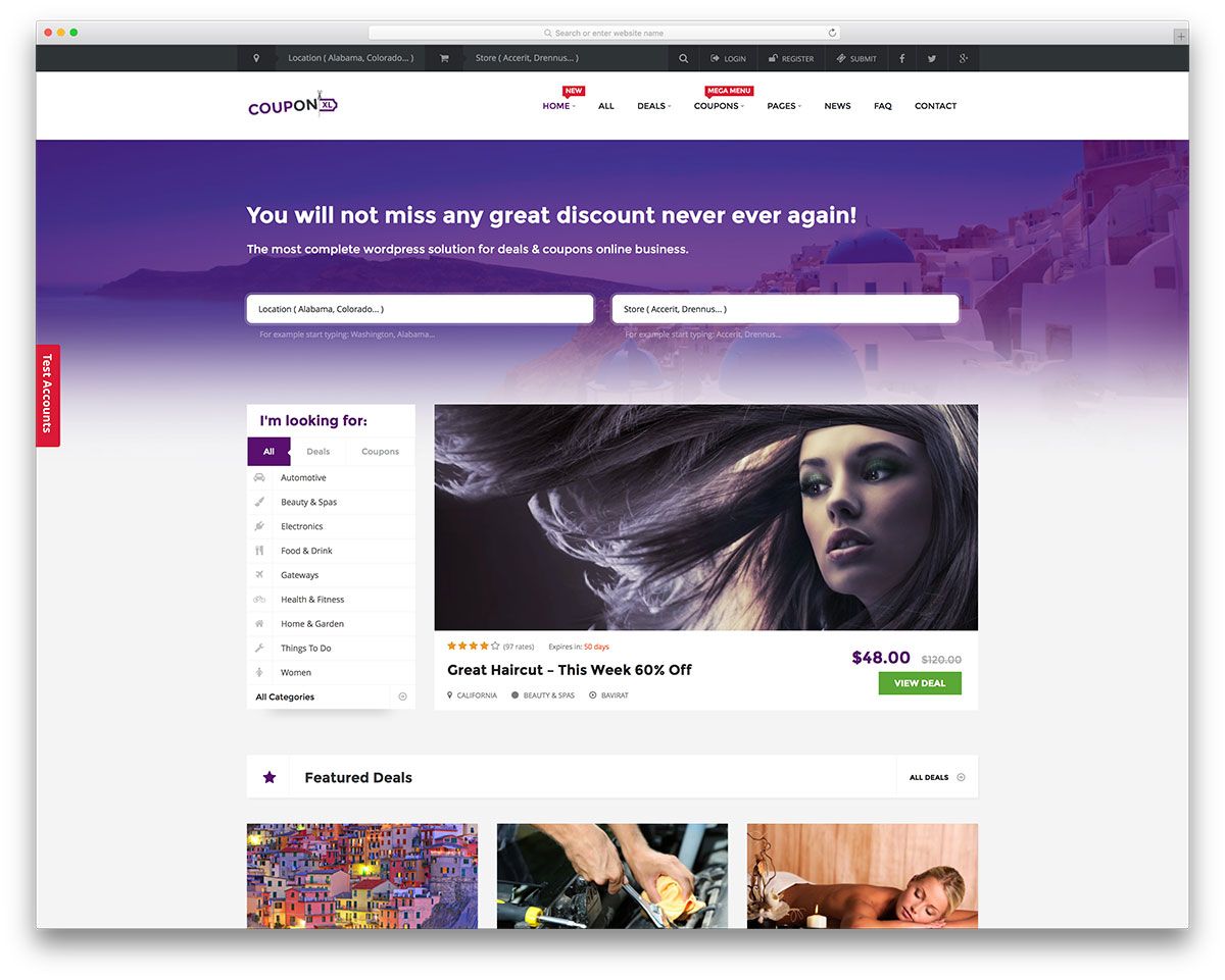 популярная купонная тема WordPress