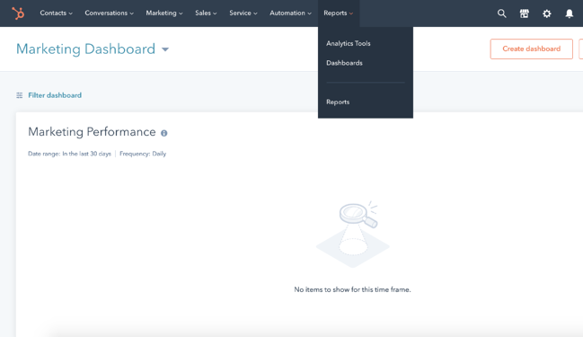 Инструмент HubSpot Analytics может строить диаграммы для ваших отчетов.