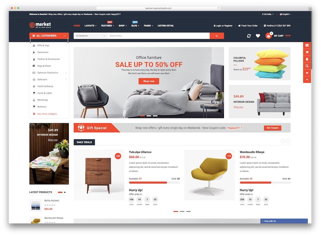 thème opencart emarket