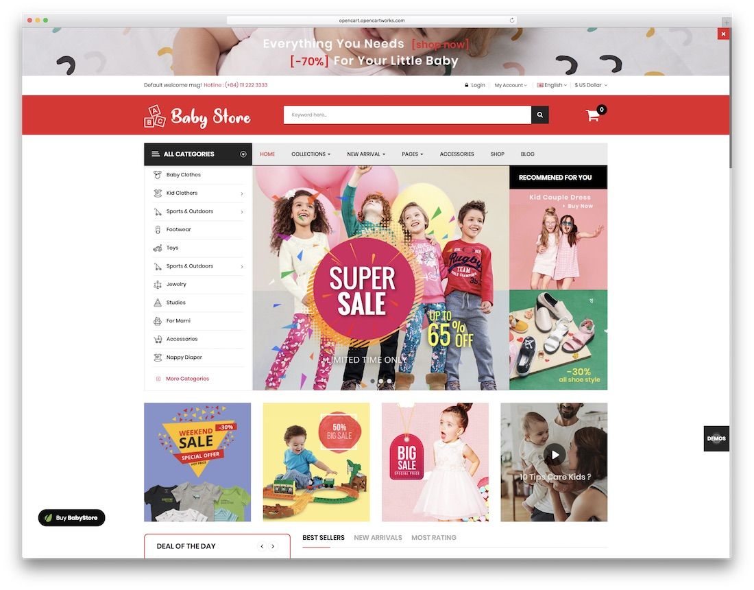 thème opencart babystore