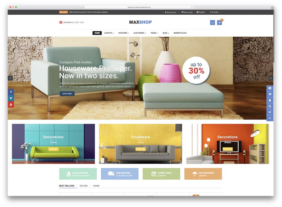 thème opencart responsive maxshop