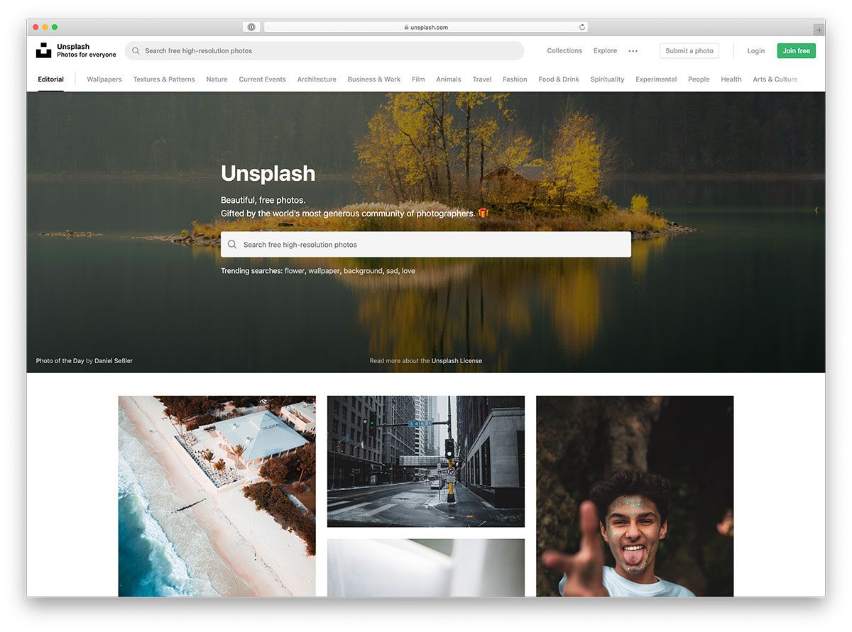 unsplash - le site Web de photos le plus populaire