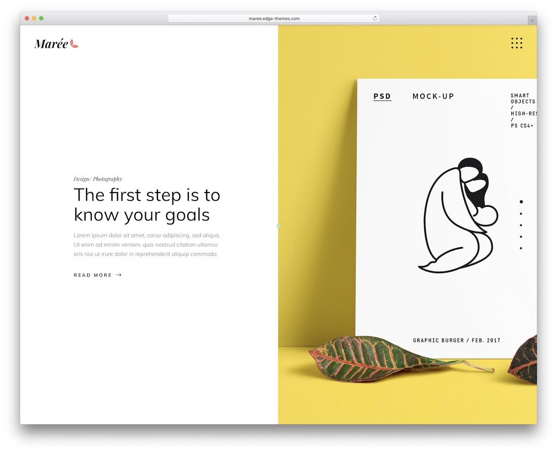 șablon de site web de design grafic maree