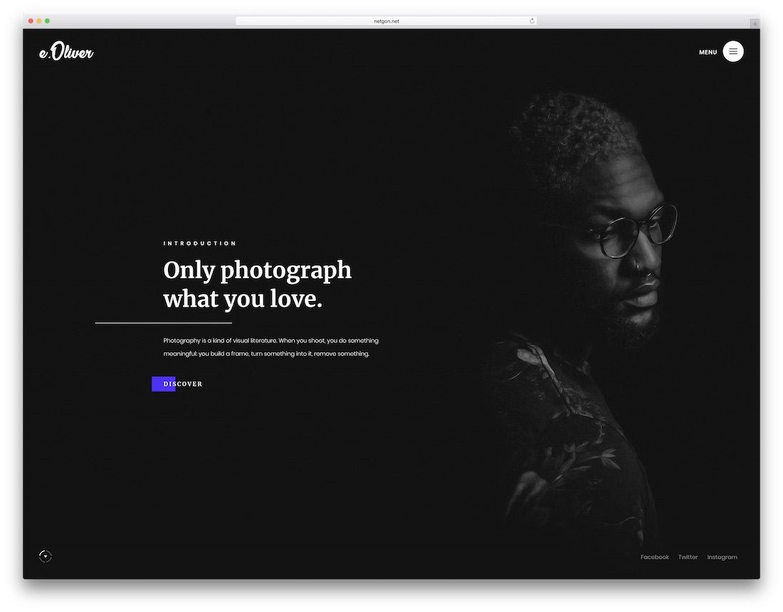 șablon de site web de design grafic oliver