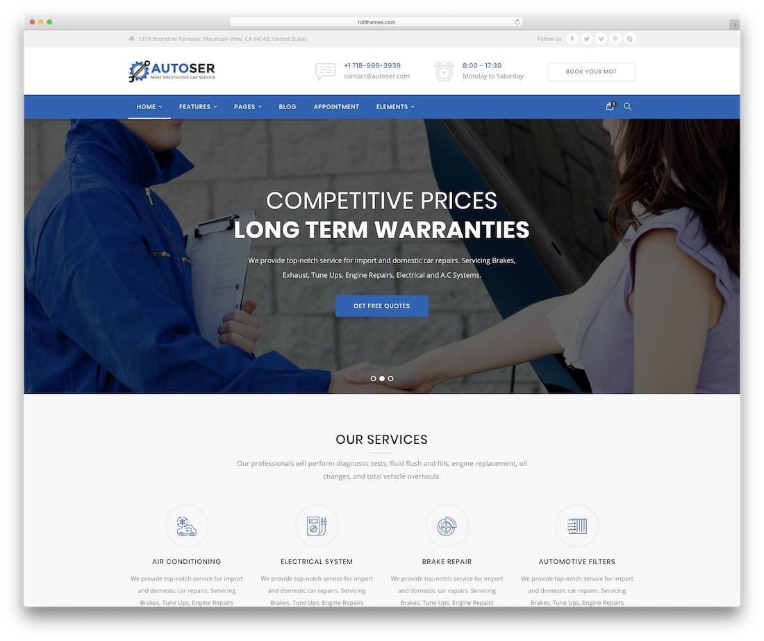 șablon de site auto service auto