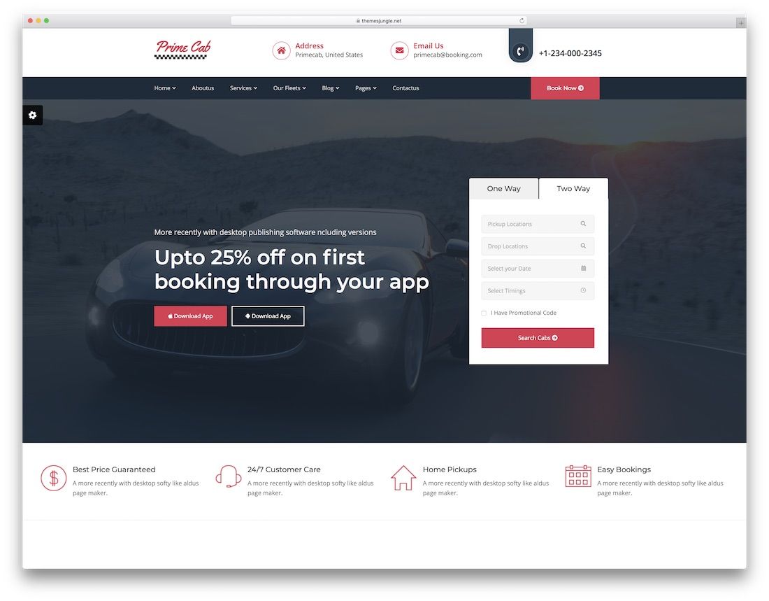 șablon de site web pentru automobile prime cab