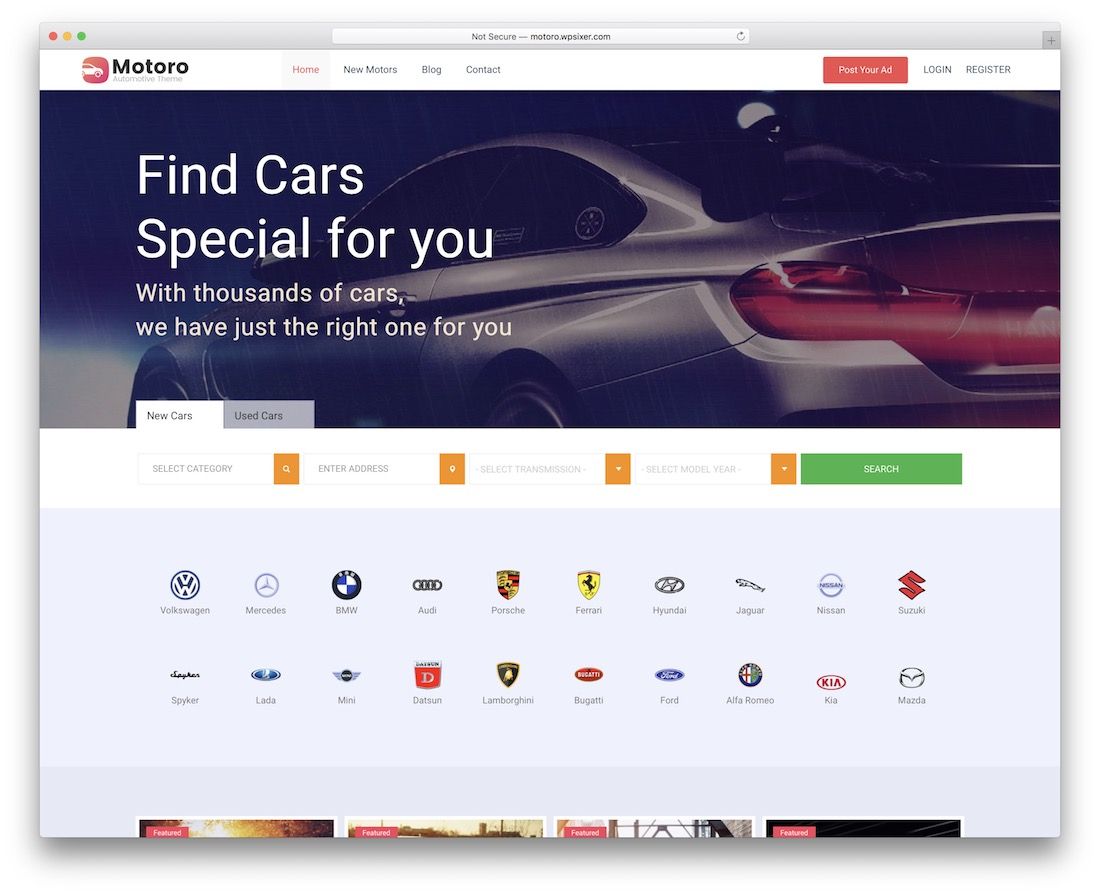 șablon de site web pentru automobile