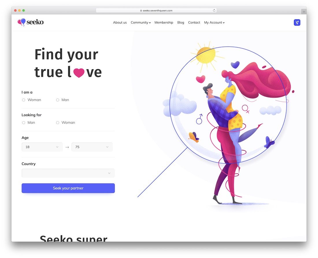 Seeko 데이트 웹 사이트 템플릿