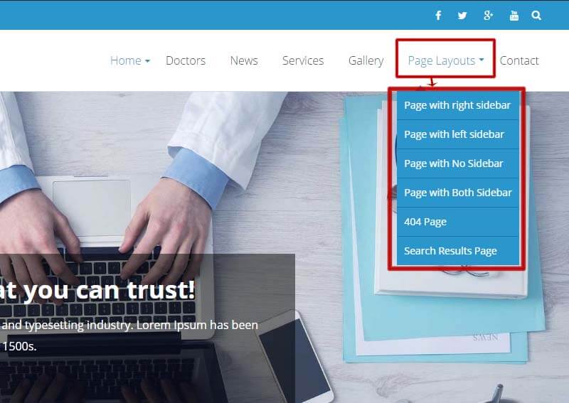 Tema medico e sanitario WordPress reattivo e gratuito ricco di funzionalità - EightMedi Lite Archive page sidebar options - EightMedi Lite
