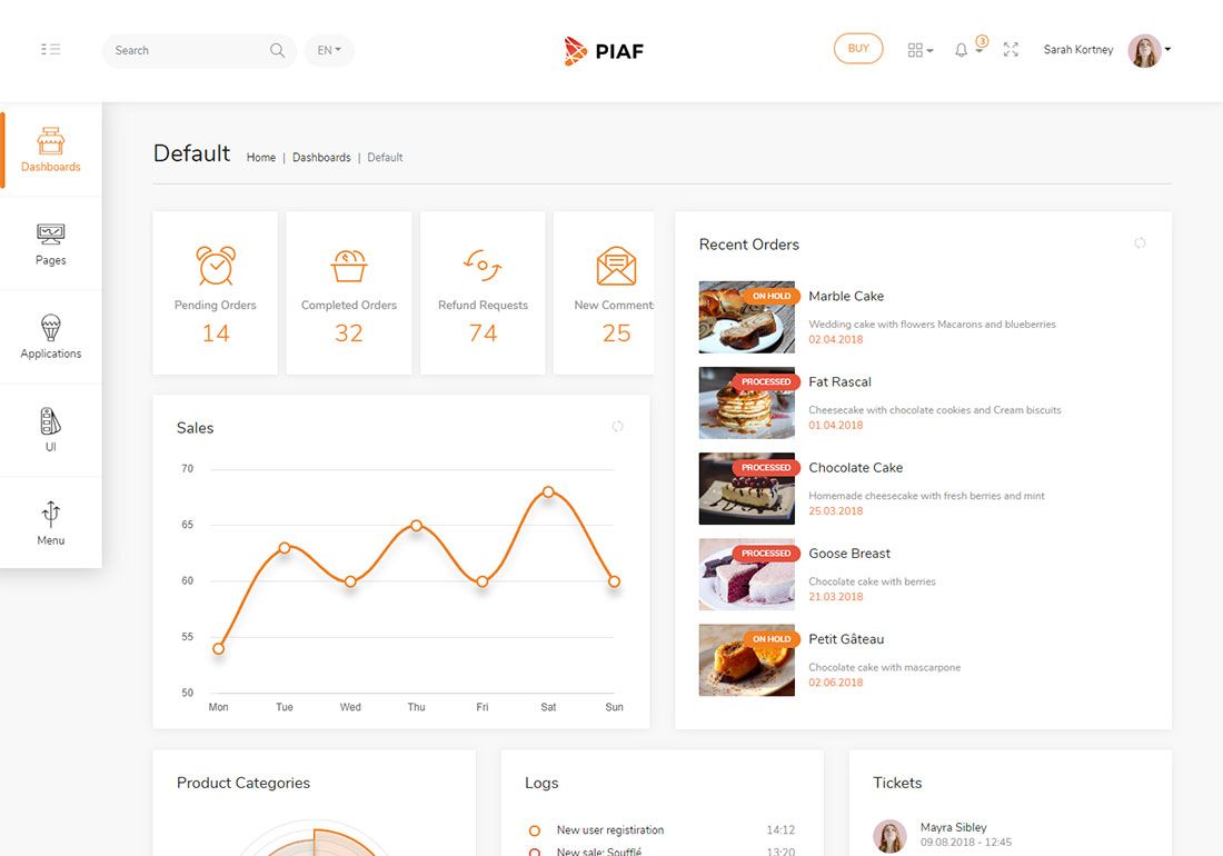 Piaf VueJS 管理模板