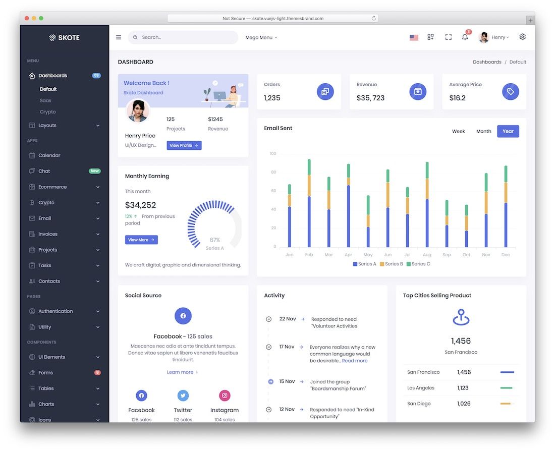 skote vuejs 模板