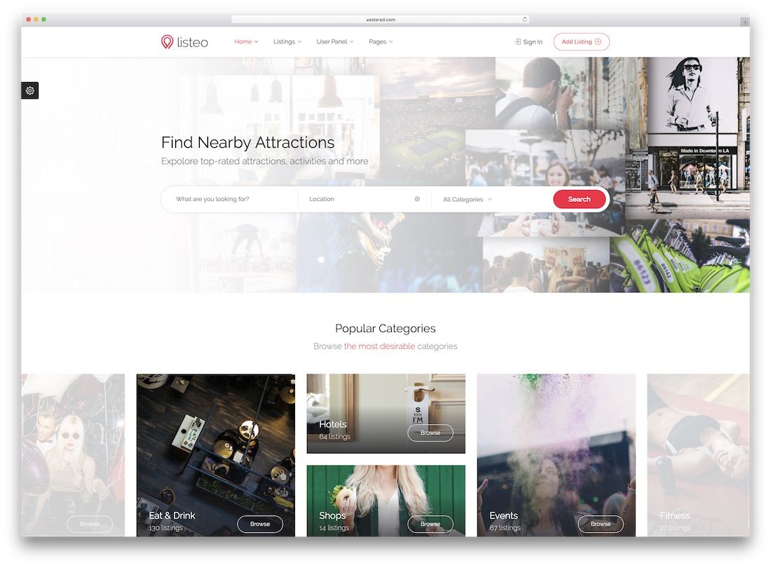 listeoディレクトリのウェブサイトテンプレート