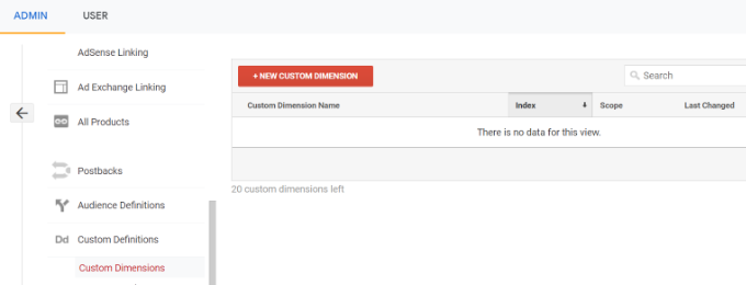 Klik dimensi kustom baru Click new custom dimension