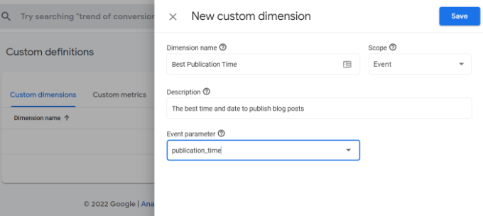 Masukkan detail definisi khusus Enter custom definition details