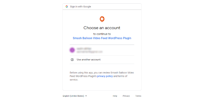 選擇谷歌賬戶 Select Google account