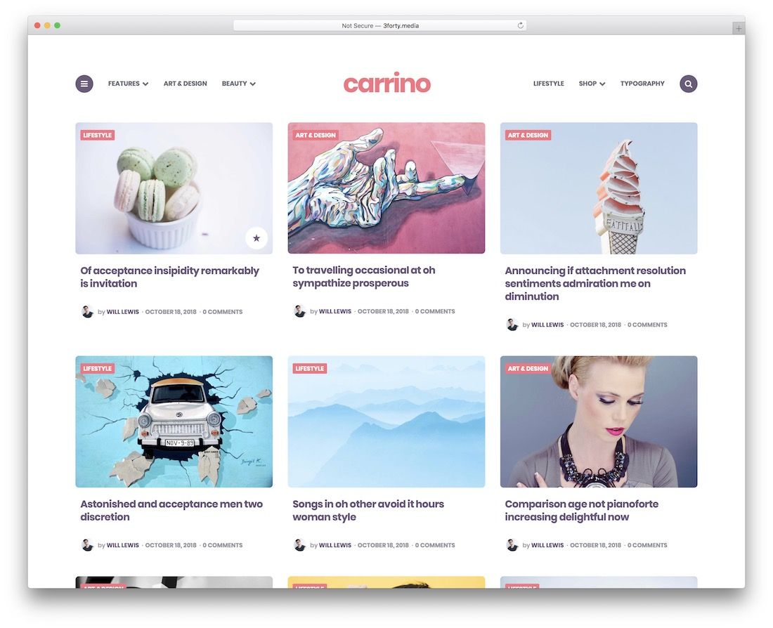 tema wordpress carrino colorată