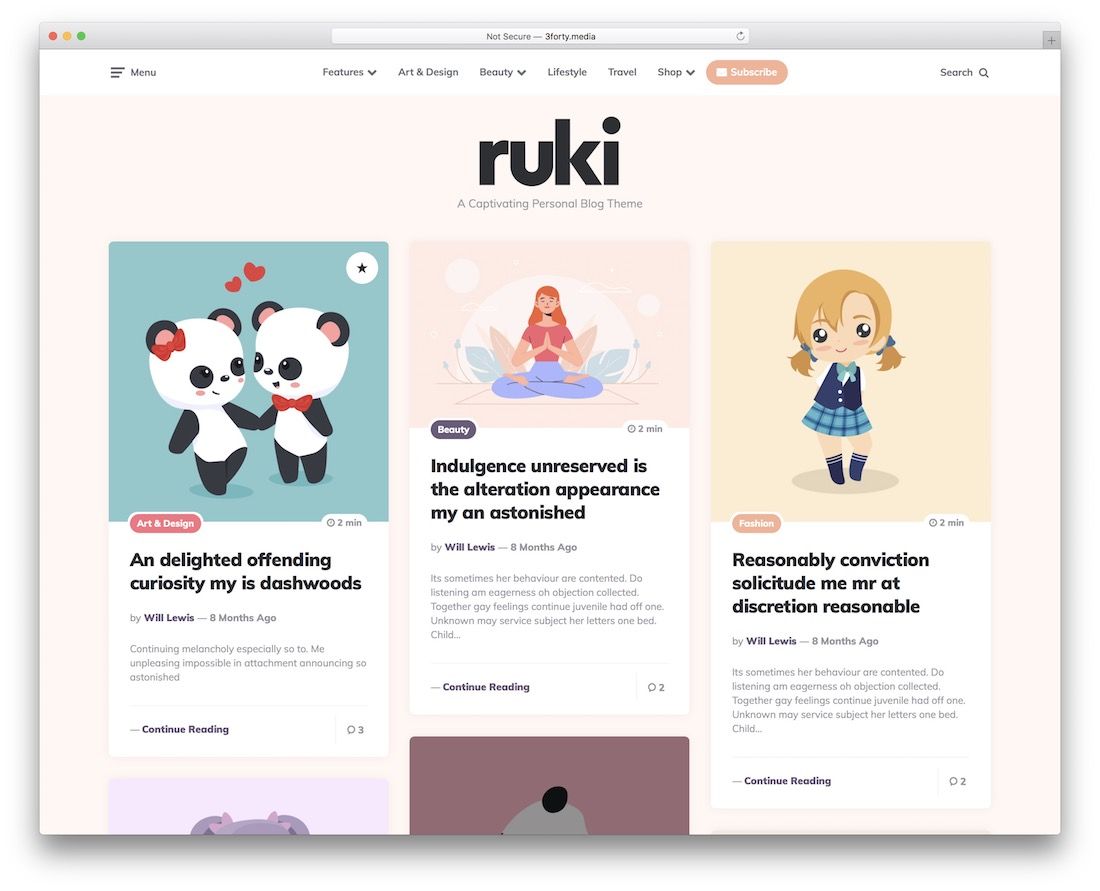 ruki temă wordpress colorată
