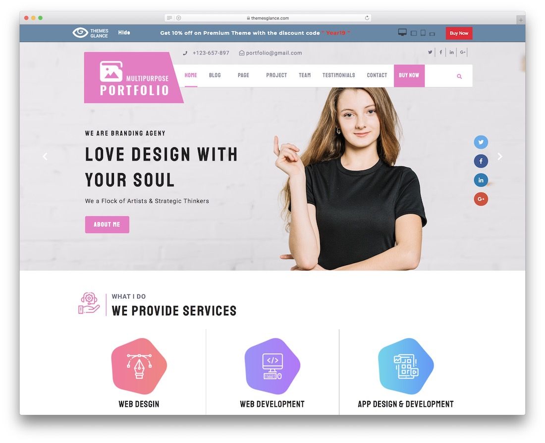temă wordpress gratuită de portofoliu multifuncțional