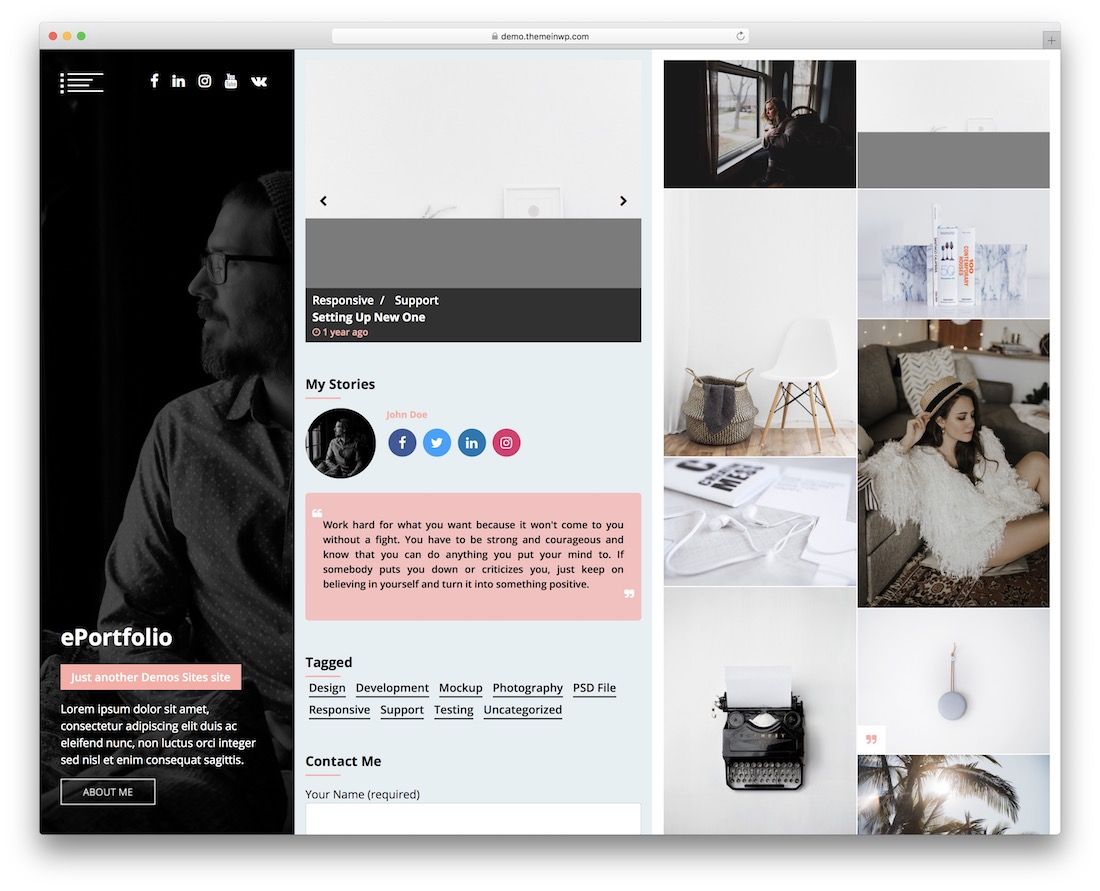 eportfolio gratuit temă wordpress