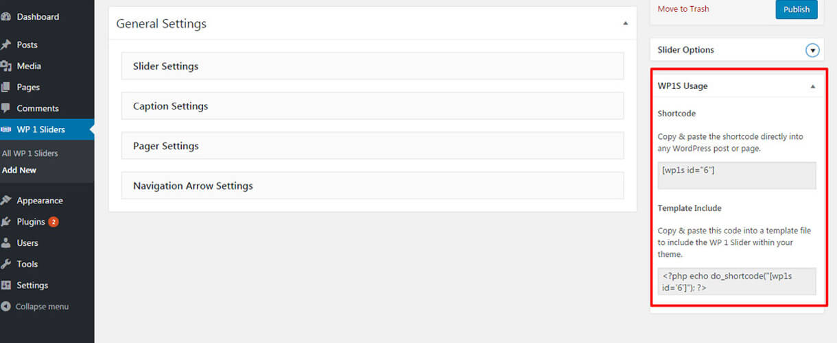 Miglior plug-in di scorrimento WordPress reattivo gratuito 2022 - WP 1 Slider easy-usage-via-shortcode- Free WordPress Slider Plugin WP1 Slider