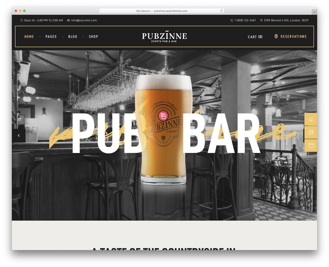 szablon strony browaru pubzinne