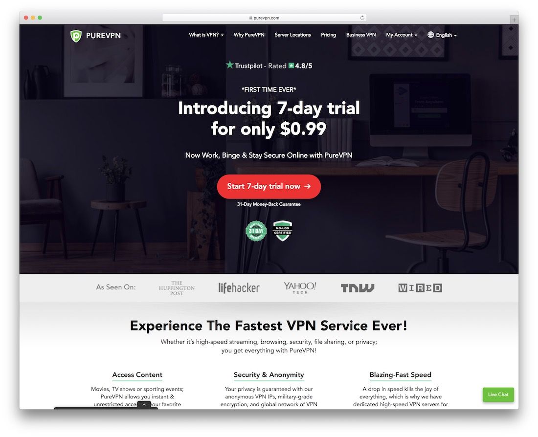 usługa VPN purevpn