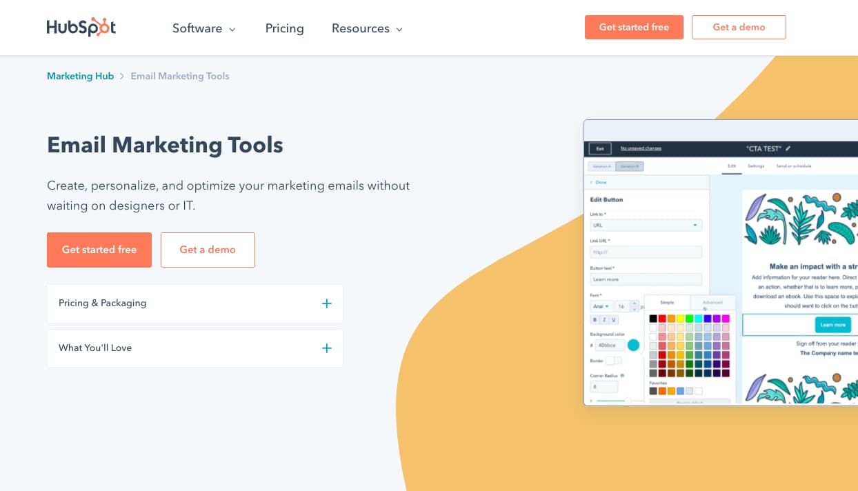 Software de marketing prin e-mail HubSpot