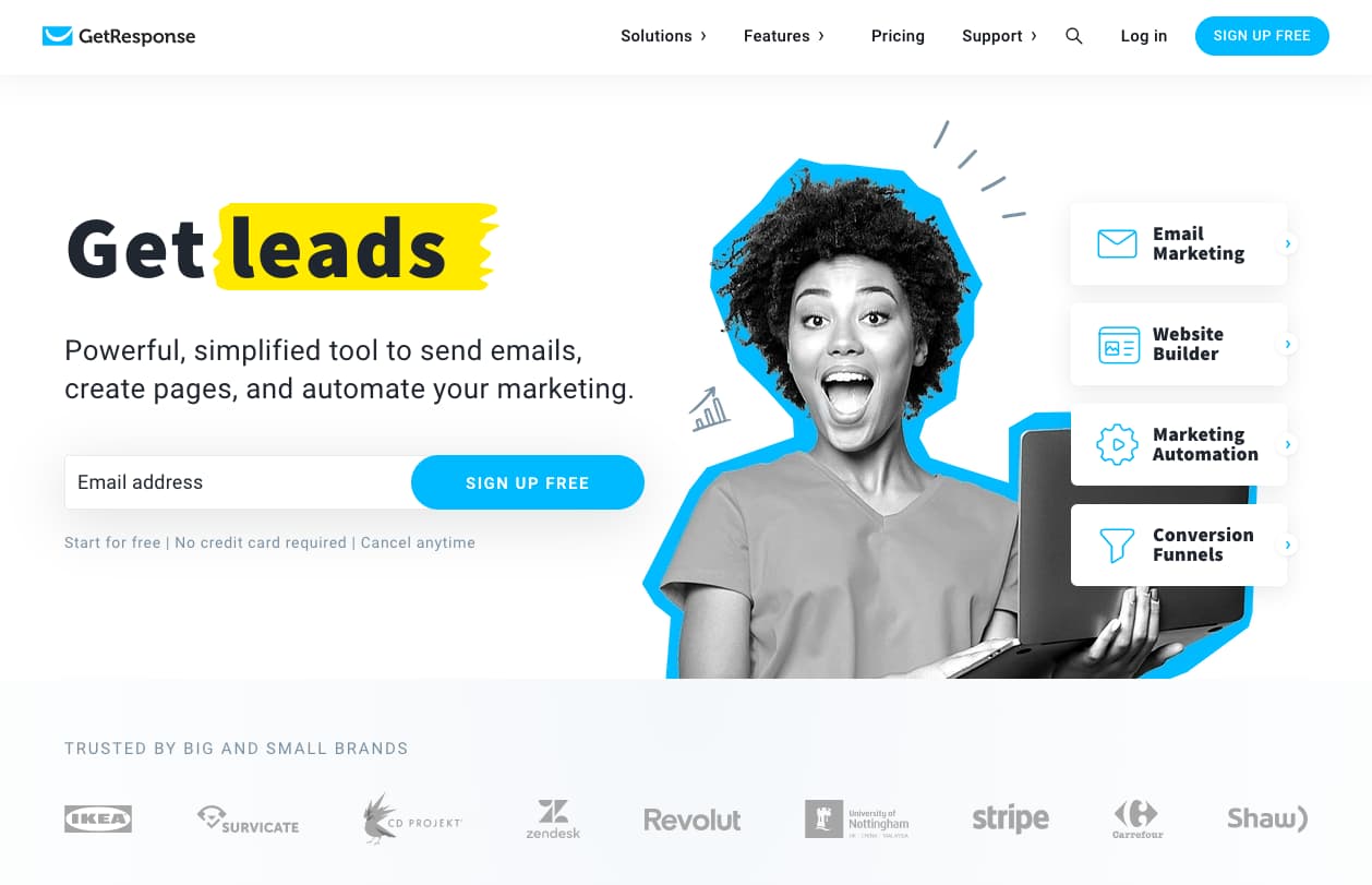 Platforma de marketing prin e-mail GetResponse
