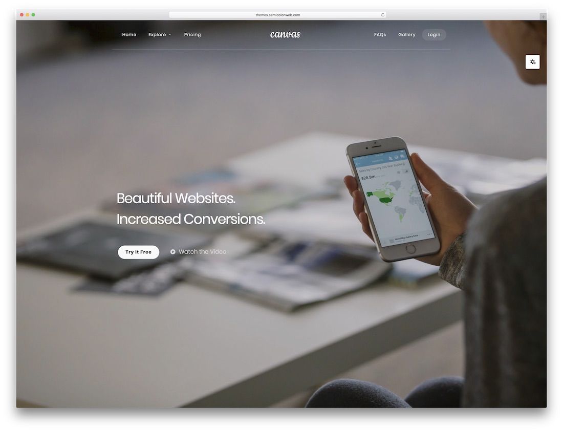 Canvas-Website-Vorlage für Softwareunternehmen