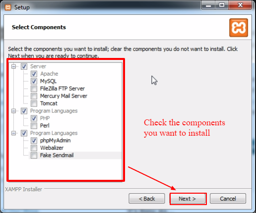 Come installare WordPress sul tuo computer Windows select-component