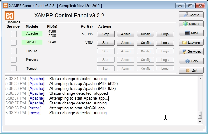Come installare WordPress sul tuo computer Windows control-panel