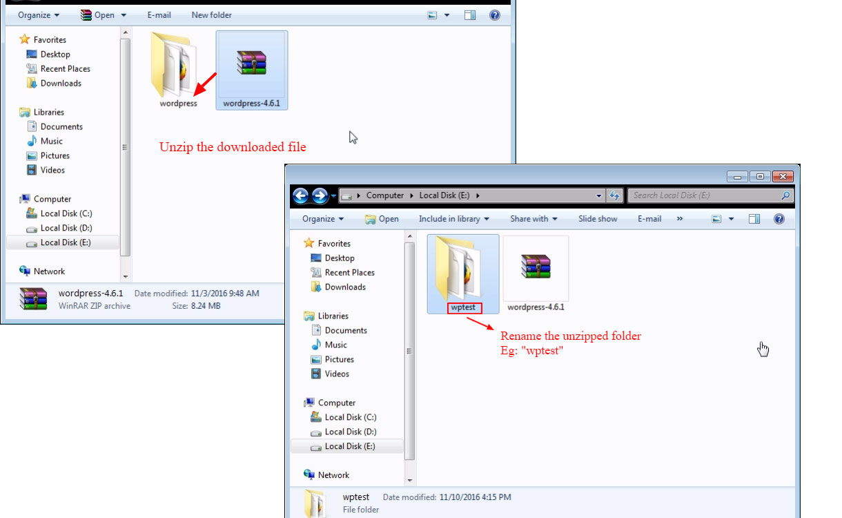 Come installare WordPress sul tuo computer Windows file-unzip