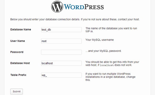 Come installare WordPress sul tuo computer Windows database-information