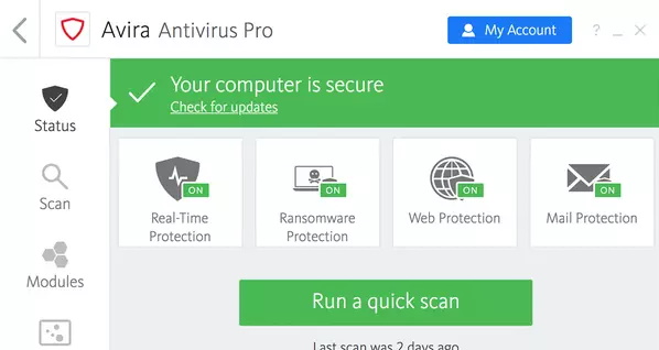 برنامج Avira Antivirus Pro