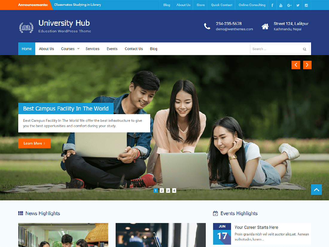 大學中心 WordPress 教育主題
