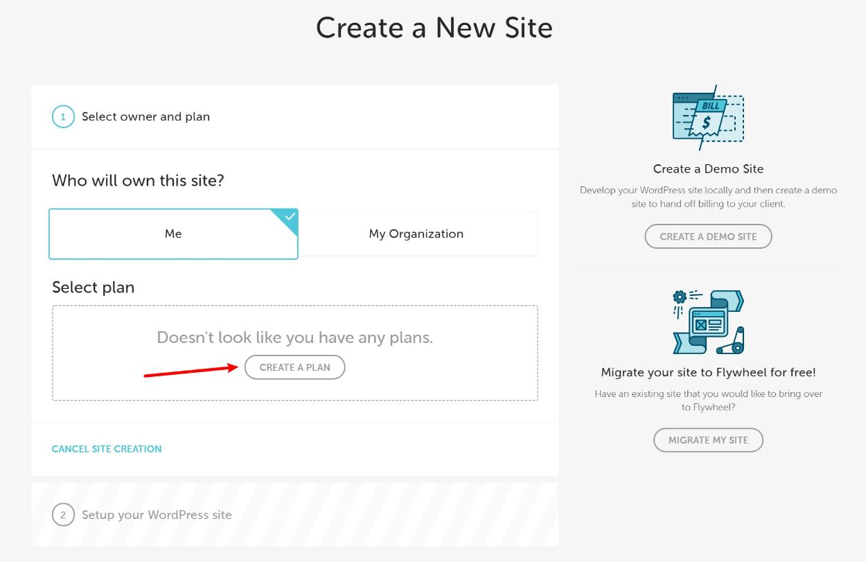 أضف خطة لتثبيت WordPress