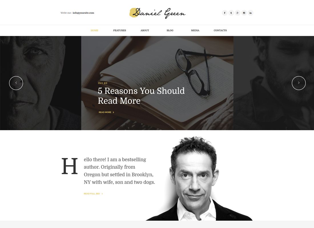 丹尼尔·格林 |具有书店 WordPress 主题的作家和记者博客
