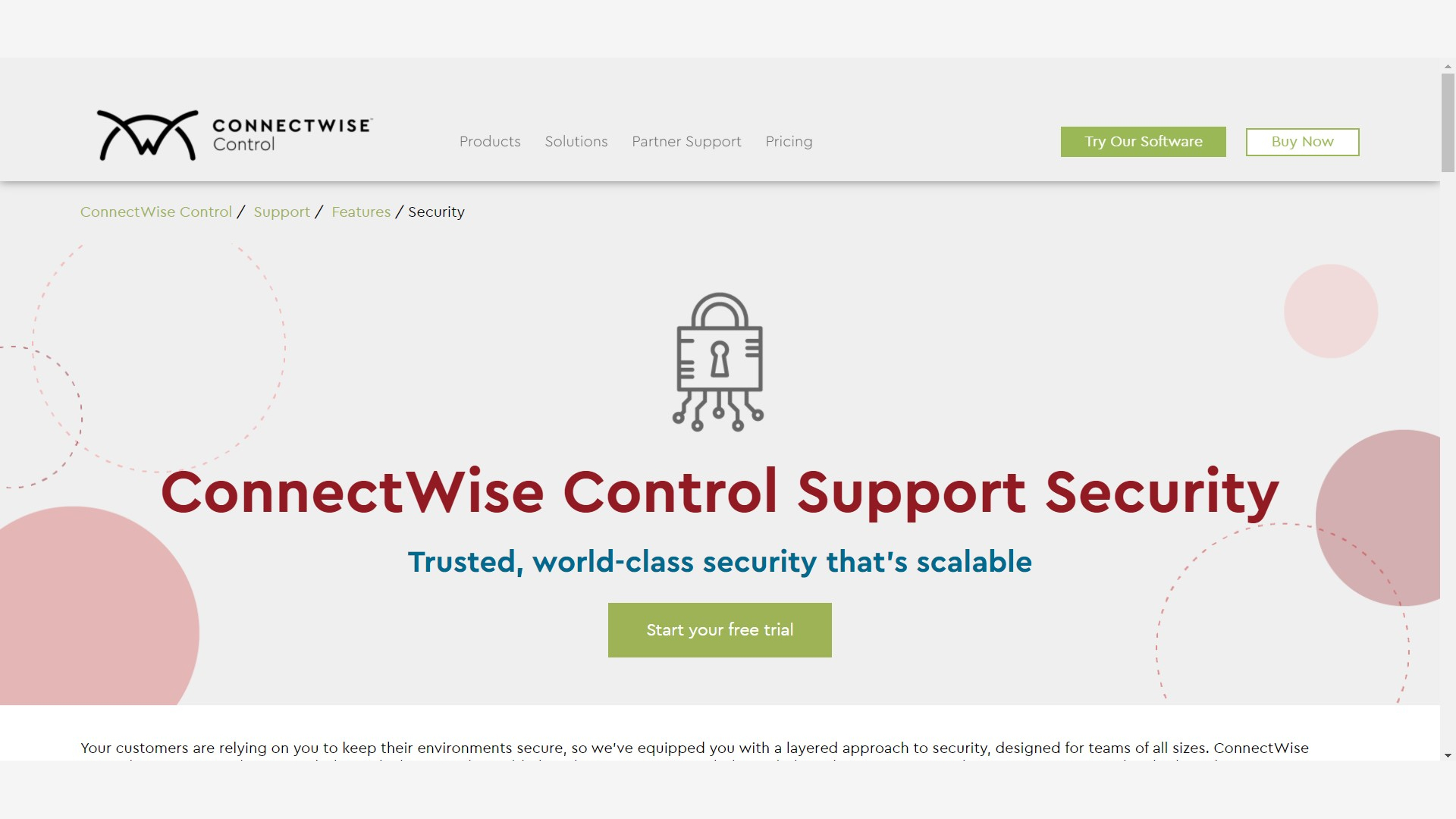 صفحة ويب دعم العملاء ConnectWise Control