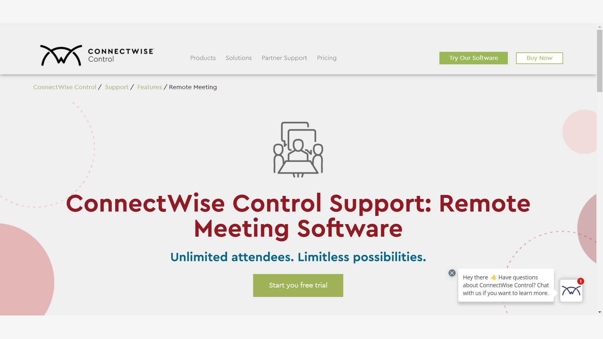 لقطة شاشة للاجتماع عن بُعد ConnectWise Control