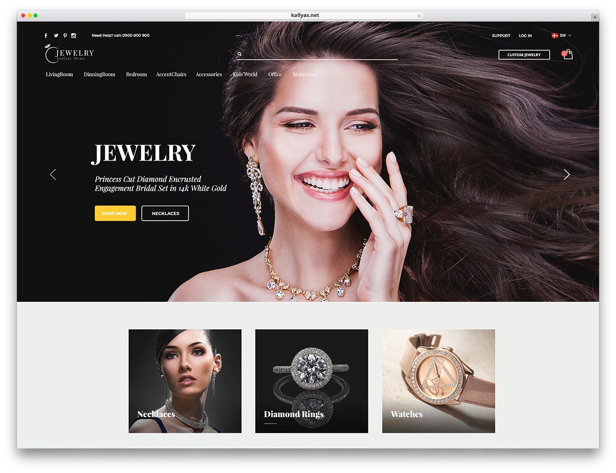 thèmes WordPress de bijoux avec eCommerce