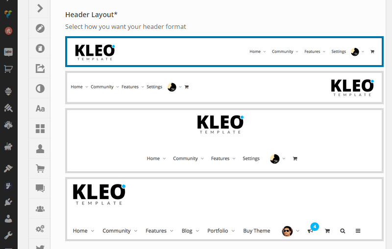 Options d'en-tête Kleo