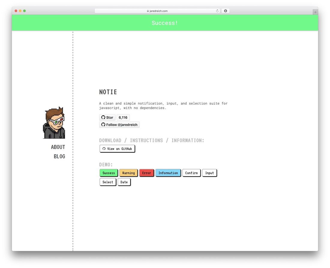 plugin pemberitahuan jquery notie