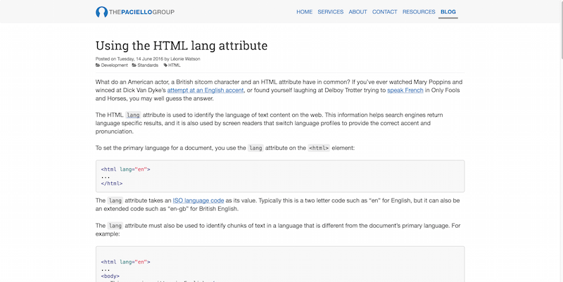 Menggunakan atribut lang HTML