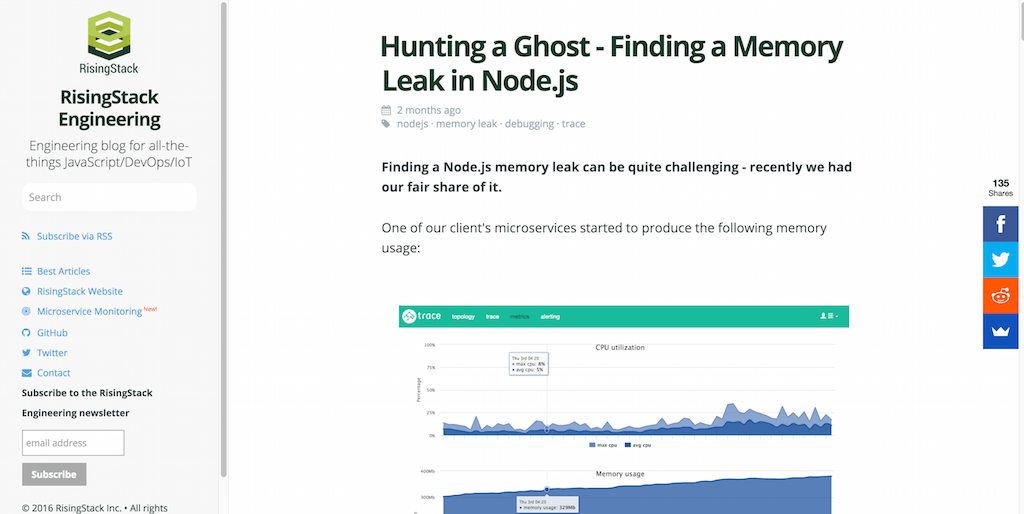 Znajdowanie przecieku pamięci w Node.js