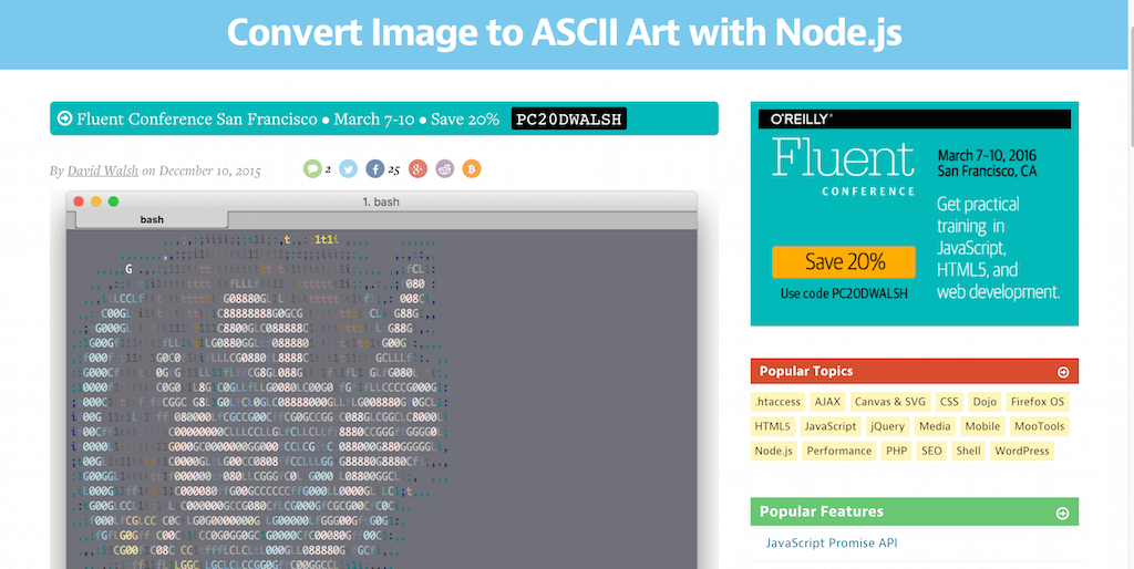Konwertuj obraz na ASCII Art za pomocą Node.js